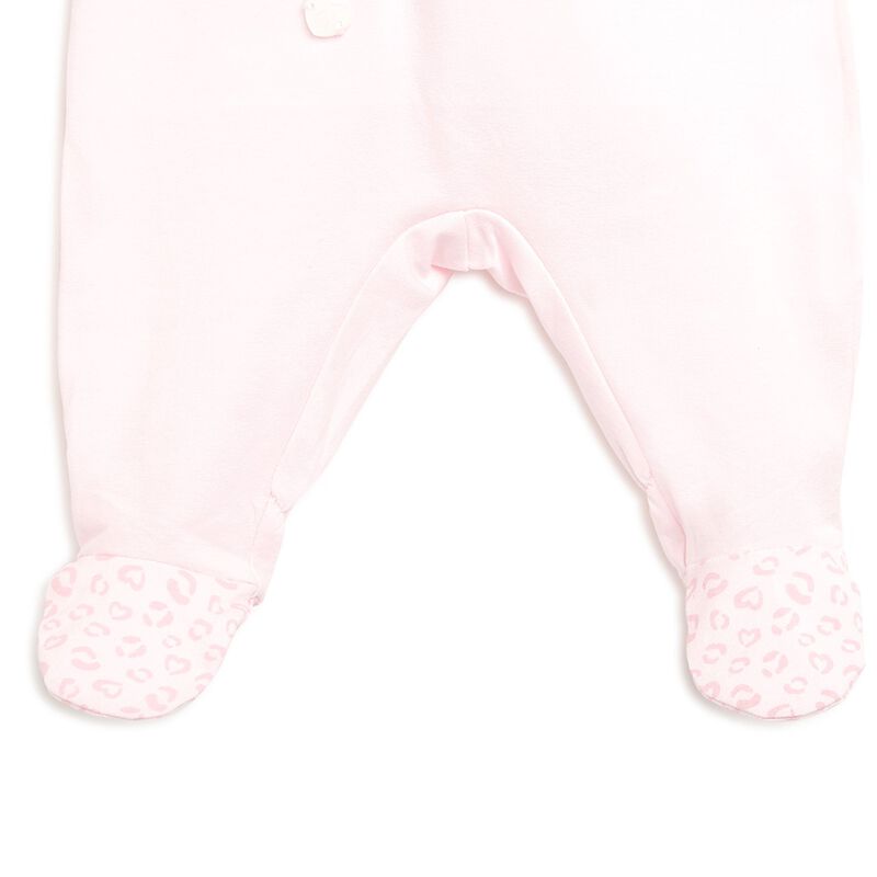 Girls Light Pink Printed Nappy Opening Babysuit image number 3